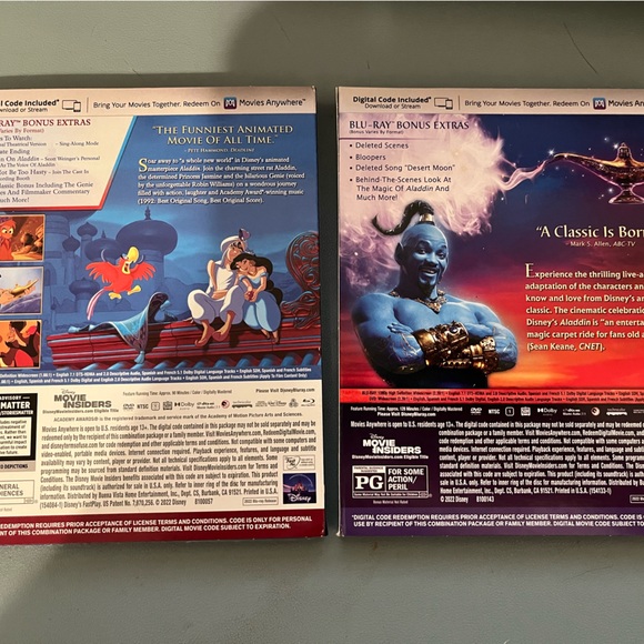 Aladdin Movie Set, Live Action and Animated, Blu-ray, Sealed - Picture 2 of 4